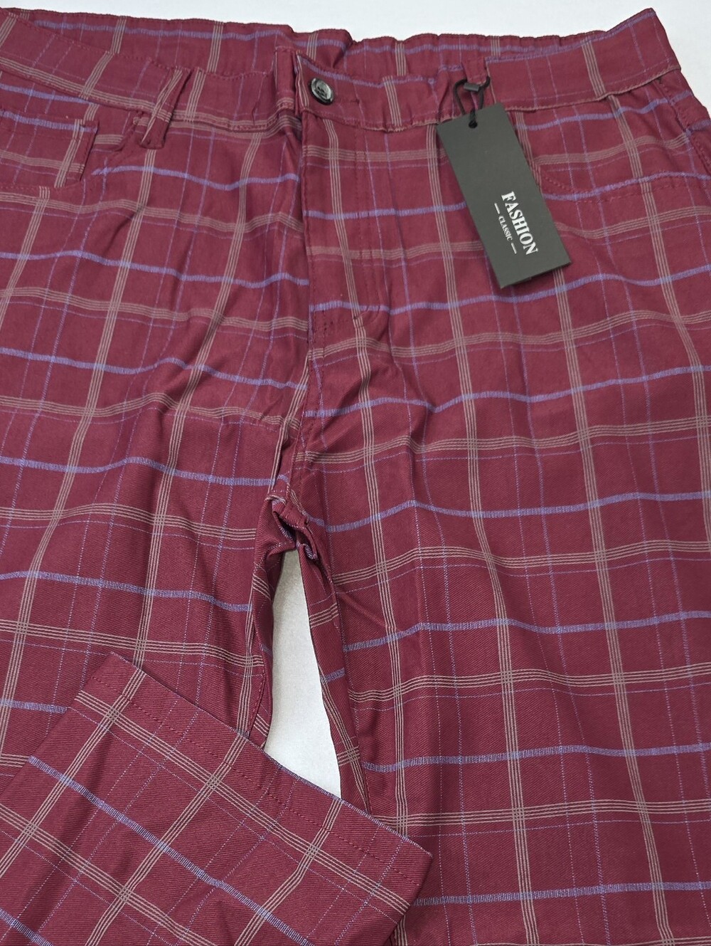 Fashion Clothing Men's Red Plaid Checkered Pants Size 40 NWT BE-3826 - Picture 2 of 10